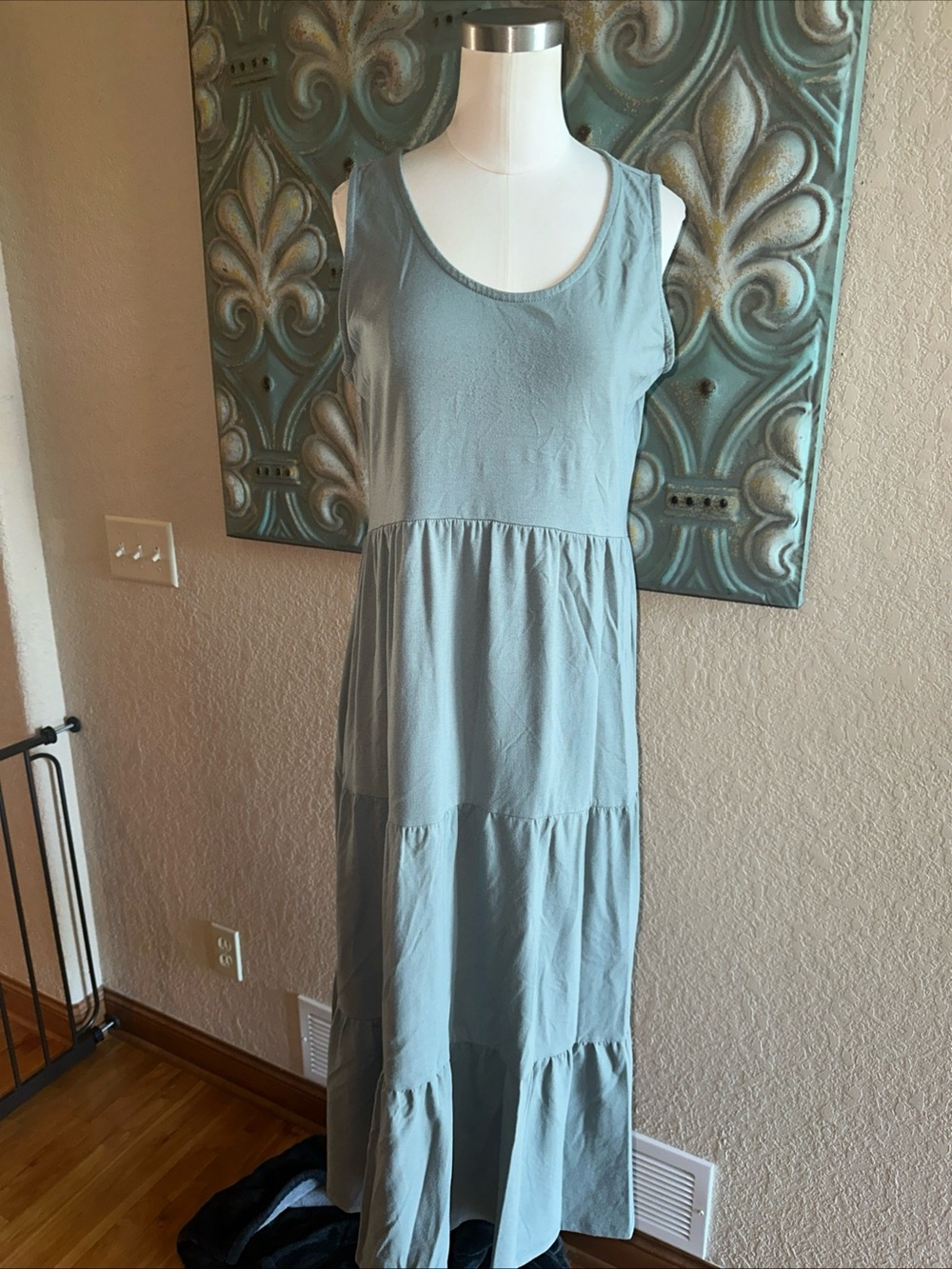 Women's Maurices 24/7 spring Tank Dress M Green Modest
